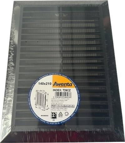 Grilë ventilimi Awenta T26CZ, 140x210 mm, me rrjetë insektesh, e zezë
