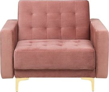 Poltronë ABERDEEN Velvet, kadife, këmbë metalike ngjyrë ari, rozë