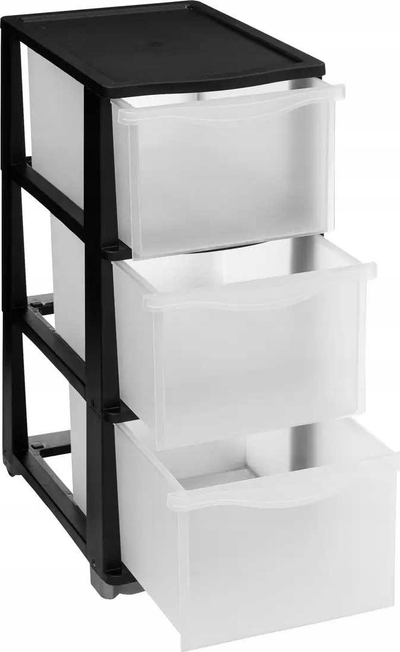 Пластичен рафт со фиоки 5five Plas, 3 фиоки, 63.1 cm, црн