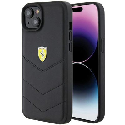 Mbulesë telefoni Ferrari FEHCP15MRDUK për iPhone 15 Plus 6.7", lëkurë, e zezë