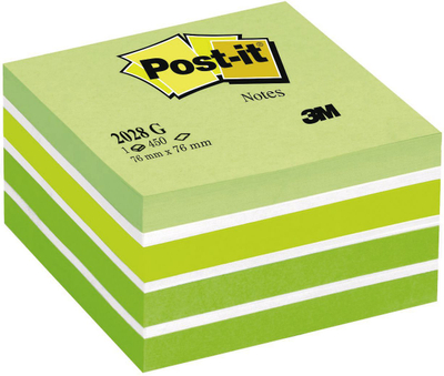 Shënues ngjitës Post-it Notes, kube me 450 fletë, 76 x 76 mm, jeshile pastel