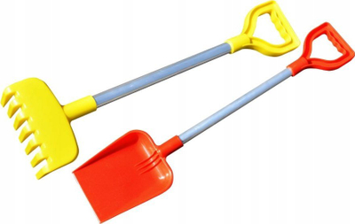 Set lodrash rëre Smoby Aluminum Shovel Rake, lopatë dhe grabilicë alumini për kalamaj, shumëngjyrëshe