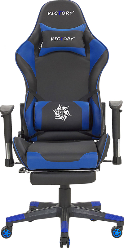 Karrige gaming Victory Swivel, lëkurë sintetike, me mbështetëse këmbësh, zi me blu