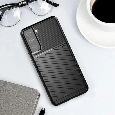 Kuti mbrojtëse Thunder Case për Samsung Galaxy S22 Plus, TPU fleksibël, e zezë