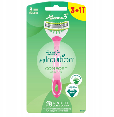 Brisqe njëpërdorimëshe Wilkinson Sword Xtreme 3 Beauty Sensitive, 3 tehe, 4 copë, rozë