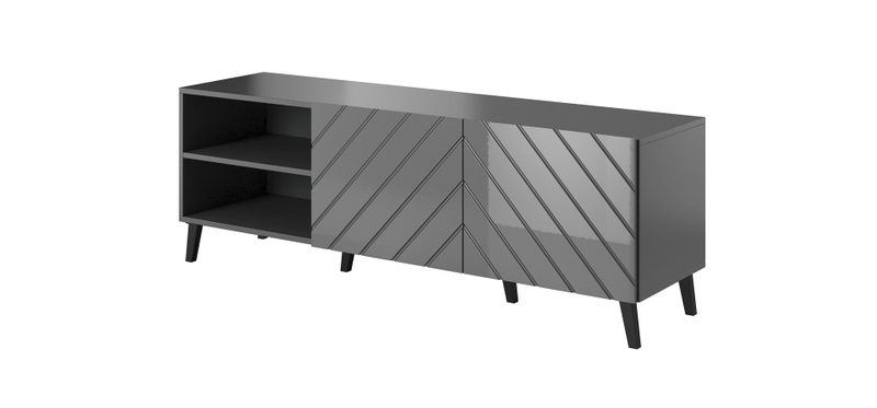 Komodë TV Bed Meble Abeto, 150x42x52 cm, MDF dhe panel i grimcuar, gri