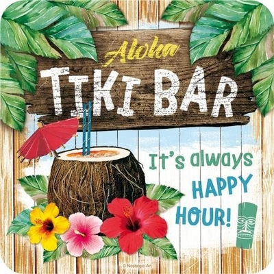 Nënfilxhan metalik Nostalgic Art Tiki Bar, për filxhan ose gotë, stil i vjetër, shumëngjyrësh