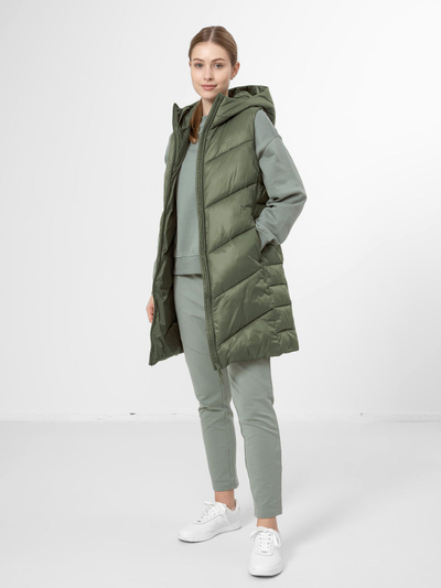 Jelek i gjatë 4F H4Z22-KUDP006 me kapuç, Regular Fit, jeshil