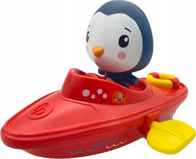 Lodër për banjo Fisher-Price Wind Up Bath Boat, me pinguin, 12m+, e kuqe