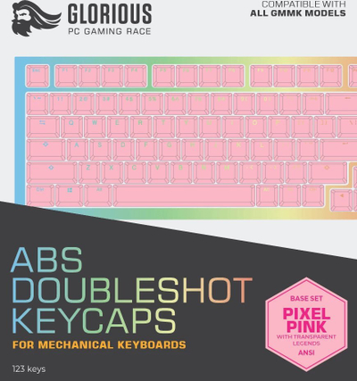 Kapakë tastiere Glorious GMMK ABS Doubleshot V2, set me 123 taste, ANSI, rozë