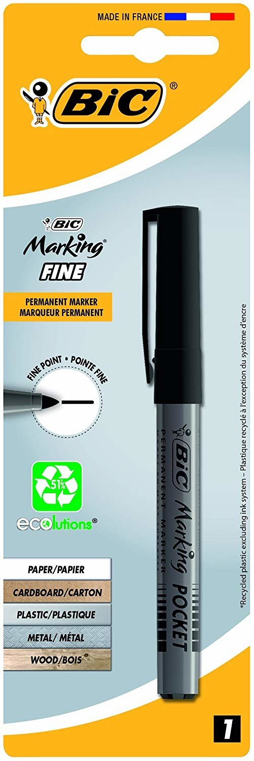 Marker permanent BIC Marking Pocket 1445, majë e hollë, i zi