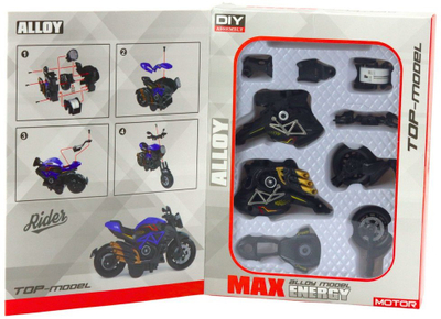 Lodër motor për montim Metal Model 1:14, pjesë metalike, DIY, e zezë me xixa të arta