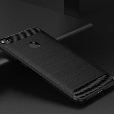 Mbrojtëse telefoni Carbon Lux për Samsung Galaxy A01, TPU, efekt brushed metal, e zezë