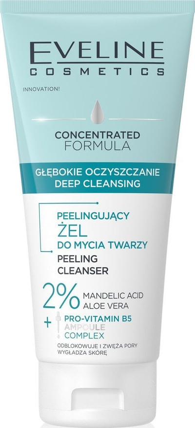 Xhel pastrues eksfoliues për fytyrën Concentrated Formula, me acid mandelik, aloe vera