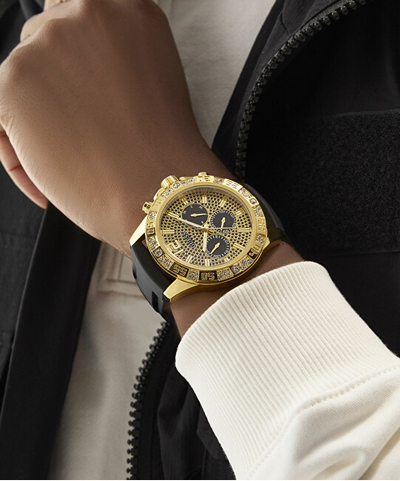 Ora GUESS multifunksionale, silikon, 48mm, e zezë