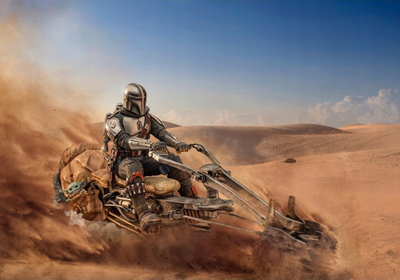Figurë koleksioni Iron Studios The Mandalorian on Speederbike, Art Scale 1:10, shumëngjyrëshe