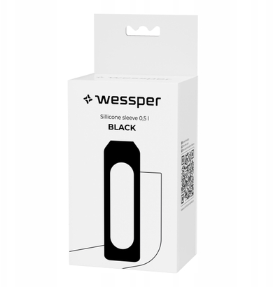 Shishe uji Wessper B1, 0.5L, xham borosilikat, me mbështjellës silikoni, transparente