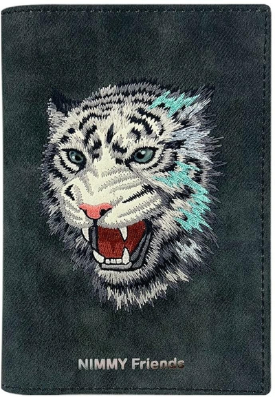 Portofol për pasaportë Nimmy Raptor Tiger, TPU edhe poliester, gri