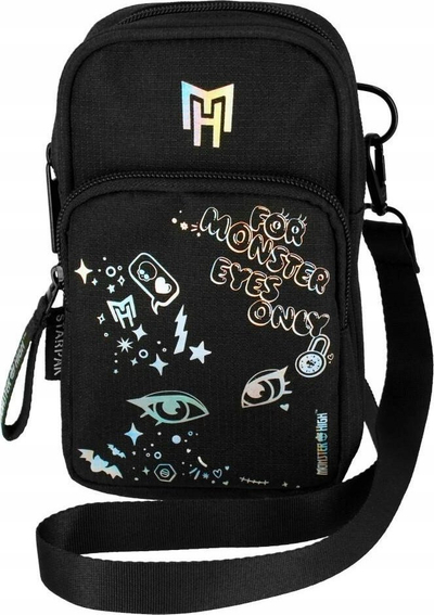 Çantë krahu Monster High Mini, me 2 xhepa me zinxhir, rrip i rregullueshëm, e zezë