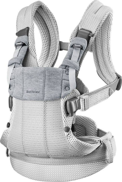 Mbajtëse bebe BabyBjörn Harmony, rrjetë 3D, ergonomike, argjendtë