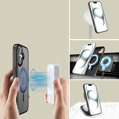 Mbulesë telefoni Tech-Protect Magmat MagSafe për iPhone 16 Plus, prej gome TPU dhe polikarbonati, e zezë