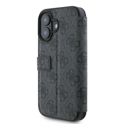 Mbulesë telefoni Guess GUBKP16S4GMGGR për iPhone 16 6.1", lëkurë eko, me xhepa kartash, e zezë