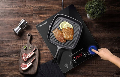 Pjatë me induksion Amzchef CB16, 2000W, panel me prekje, e zezë