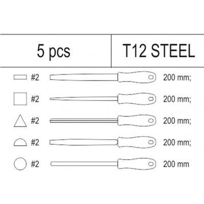 Set lima metali Yato YT-55453, 5 copë, 200 mm