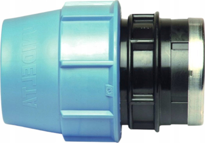 Racor uji PE Vissplas Screw Fitting, 63x2, filetë mrena, i zi