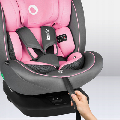 Авто седиште Lionelo Bastiaan I-Size, ISOFIX, ротација 360°, розова со сива
