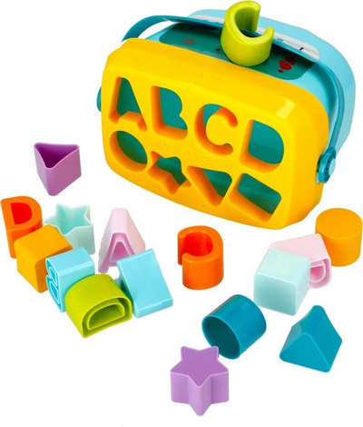 Lodër edukative sorter BAM BAM 492806, me gurë forme, kovë plastike, e verdhë