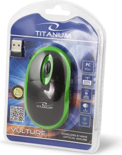 Maus Esperanza Titanum, wireless, USB, i zi dhe i gjelbërt