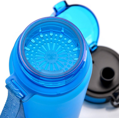 Shishe sportive Meteor me filter, 650 ml, transparente, blu
