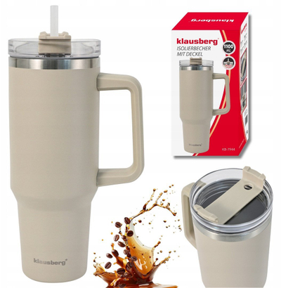 Termus me pipëz Klausberg KB-7944, 1100ml, çelik inox, bezhë