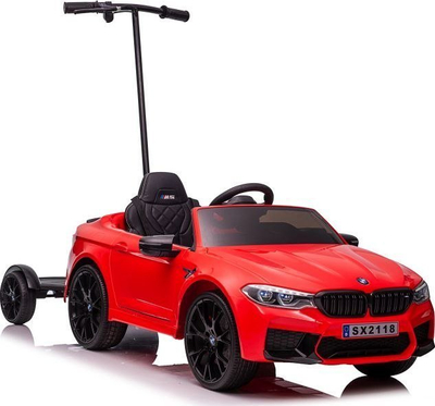 Makina elektrike për kalamaj Lean Cars BMW M5, me platformë për prind, e kuqe me llak