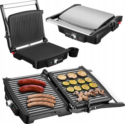 Grill kontakti EKG ECGKG100, 2000W, 3 pozicione pune, inox