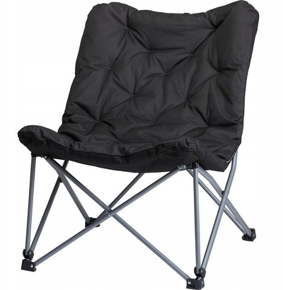 Karrige palosëse kampingu Folding Chair, sedilje e gjerë, jastëk i trashë, e zezë
