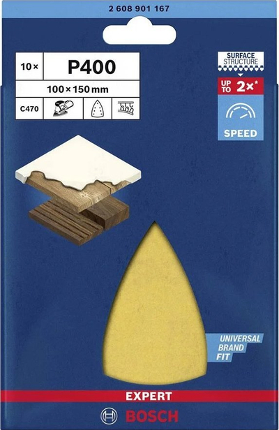 Letra zmerile Bosch Expert C470 Delta, 100 x 150mm, granulë 400, set 10 copë