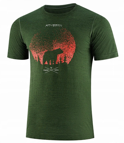 Bluzë termoaktive Brubeck Outdoor Wool Pro Merino, mëngë të shkurtra, lesh merino, e gjelbër e errët