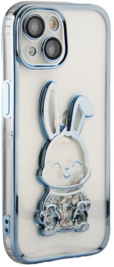 Mbulesë e pasme iLike për iPhone 15, silikon, print Desire Rabbit, blu
