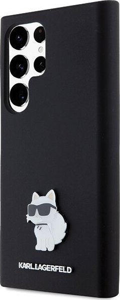 Mbulesë telefoni Karl Lagerfeld Silicone Choupette Metal Pin, për Samsung Galaxy S23 Ultra, e zezë
