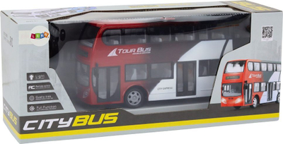 Lodër autobus RC Double Decker me pult, me drita, i kuq i bardhë e i zi