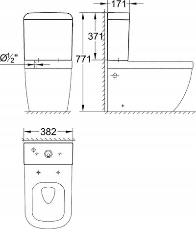 Cisternë WC GROHE Euro Ceramic 39332000, montim anësor, furnizim nga poshtë, e bardhë alpine