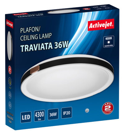 Llambë tavani LED Activejet AJE-TRAVIATA, 36W, 4300lm, e bardhë