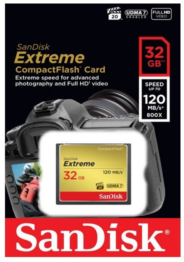 Мемориска картичка SanDisk Extreme CompactFlash 32GB, 120MB/s