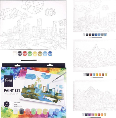 Set pikture me numra Daco Paint By Numbers F1, kanavacë 30x40cm, bojë akrilike, shumëngjyrësh