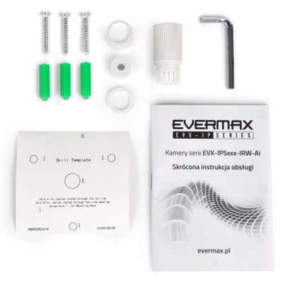 Kamerë IP dome EVERMAX EVX-IP8D01-IRW-Ai-W, 8MP, 2.8mm IR 40m, IP67 me mikrofon, e bardhë