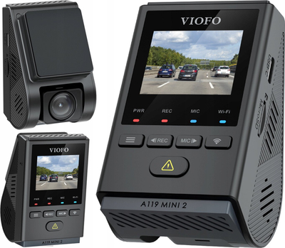 Камера за во автомобил VIOFO A119 Mini 2-G GPS, Wi‑Fi, екран во боја, црна