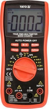 Multimetër YATO YT-73085, TRUE RMS, me gamë automatike, portokalli