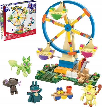 Set ndërtimi MEGA Pokémon Ferris Wheel Fun HXF80, 393 pjesë, 4 figura të lëvizshme, shumëngjyrësh